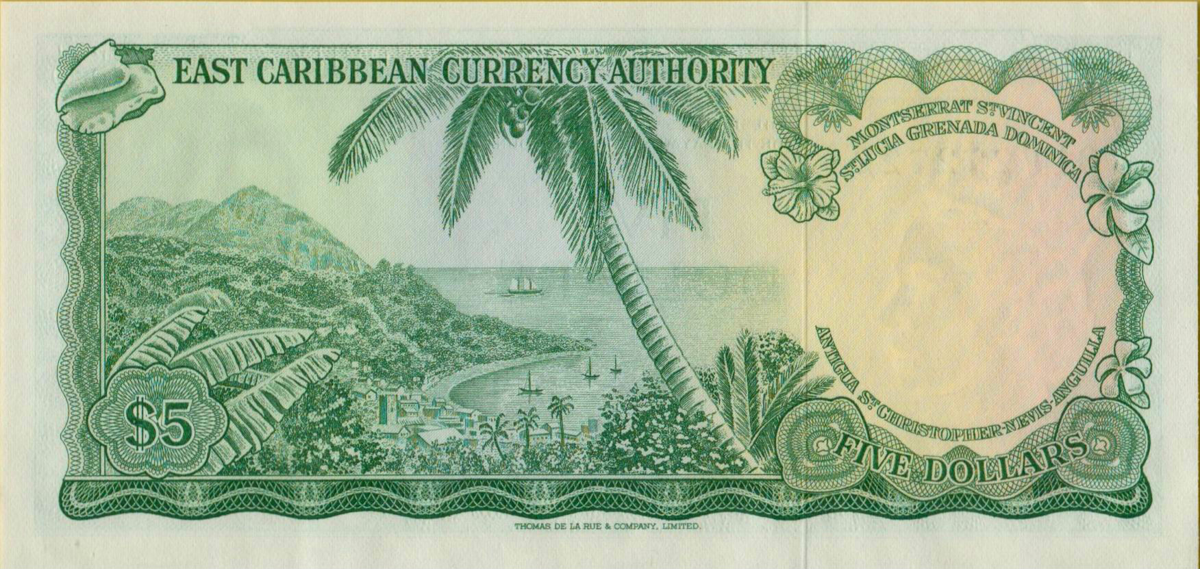 East Caribbean 5 1965 UNC P-14/h2 <B>[Serial# 272722 & 272824]</